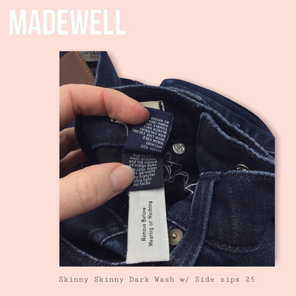MADEWELL|Skinny skinny Dark wash w zips SZ 25 EUC - Picture 14 of 15
